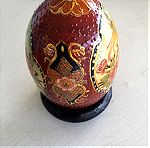  Vintage χειροποίητο αυγό πορσελάνης στυλ satsuma made in china, ύψους 10εκ, με βάση.