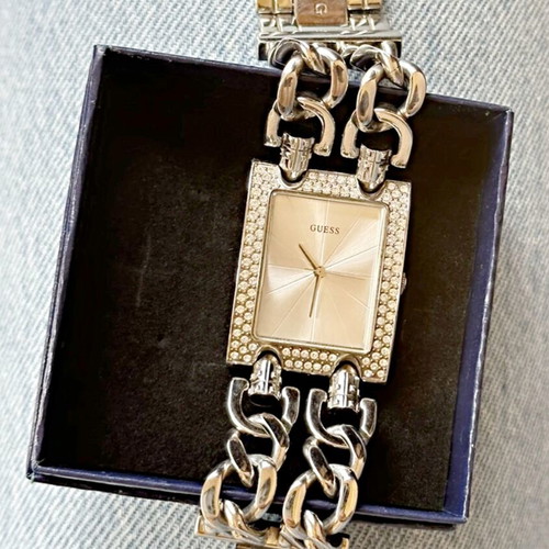Guess women's watch 316L stainless steel with zircon, luxury chain bracelet like new