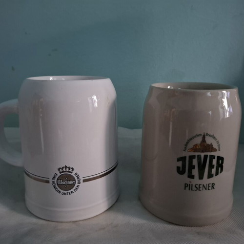 Ceramic Beer Mugs 0.5L New, Warsteiner and Jever Pilsener