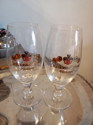 Schloss-Privat Pilsener beer glasses set of 2 new, 17 cm height
