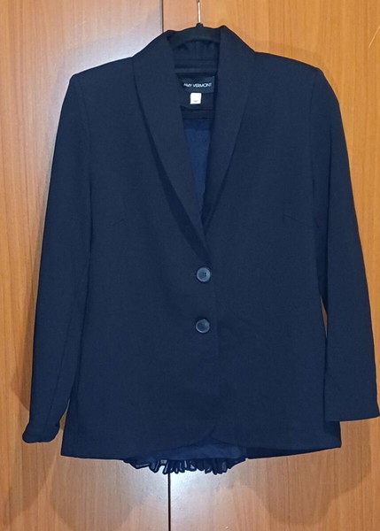 Amy Vermont Pleated Blazer-Navy plus size xxl