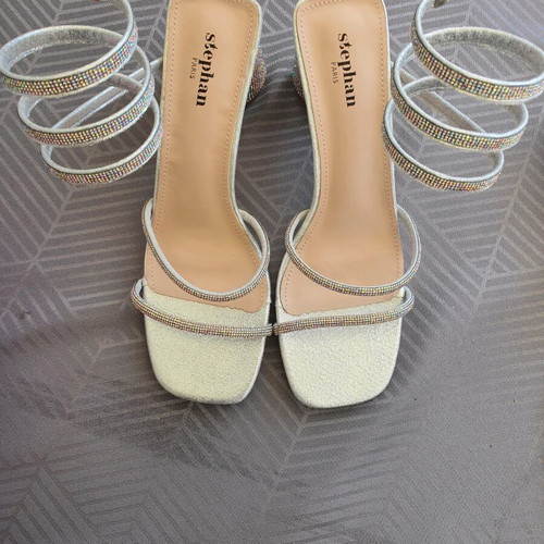 Stephan Shoes silver sandals new with rhinestones size 41