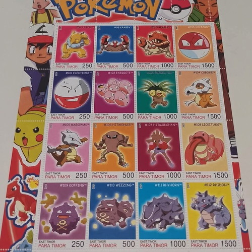 East Timor Pokemon stamps 2001 used, set of 8 sheets