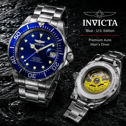 Invicta Pro Diver Automatic USA Edition men's watch, blue dial, 41 mm