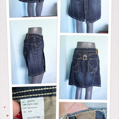 Ekseption denim skirt used with buttons, faded effect, leather emblem