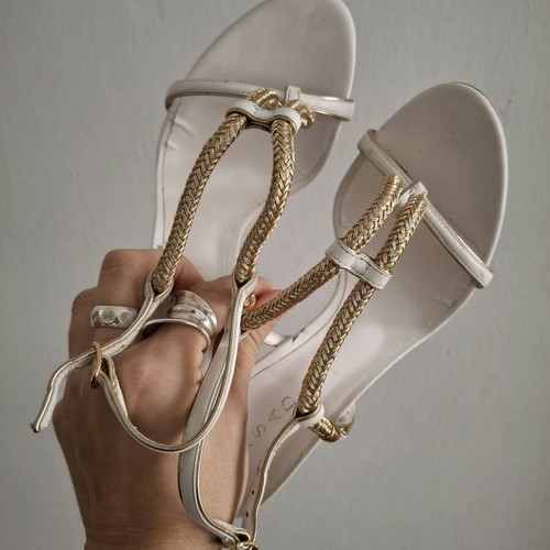 Casadei sandals white and gold used, size 39.5