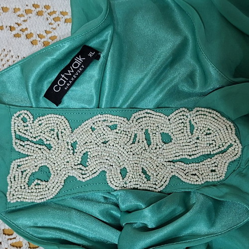 Raxevsky Catwalk XL balloon dress with beads like new, emerald green
