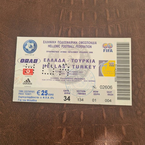 National team match ticket 2004 vs Turkey like new