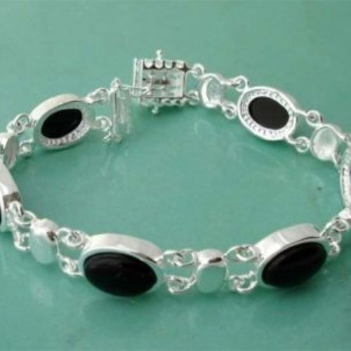 Fashion 925 Silver Bracelet with Onyx like new