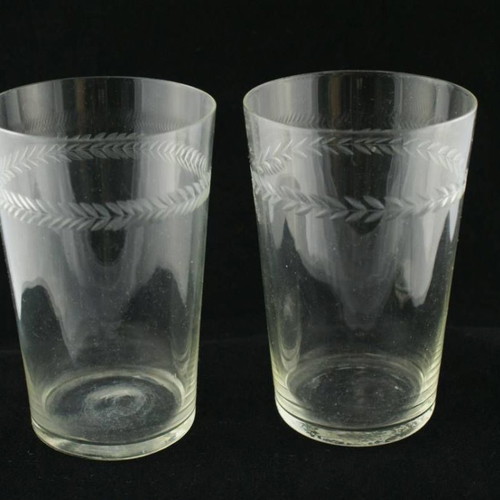 Vintage water glasses used, set of 2, 1950s