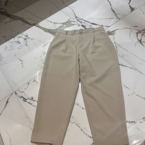 Zara beige pants large used, high-waisted, office style
