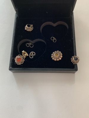 Silver pierced earrings, unique set