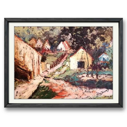 Oil Painting Spatula Village by Eda Jozsey new 30x40cm with frame