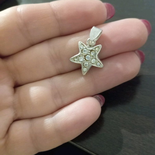 Silver pendant 925 used, star with zircon 2.5 cm