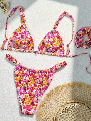 Floral bikini set like new, multicolor, size L