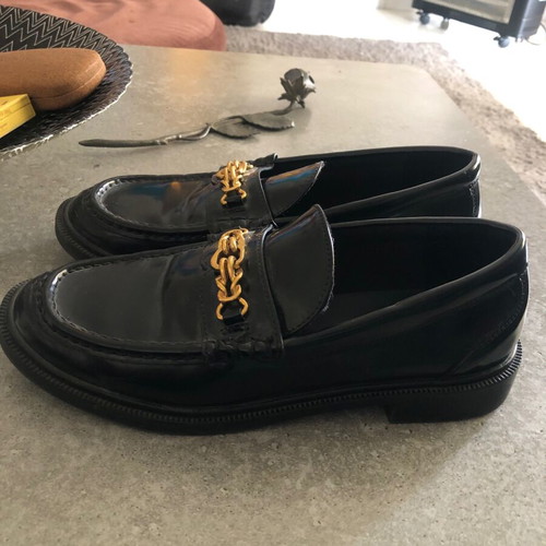 Mango loafers used black shiny leather size 39