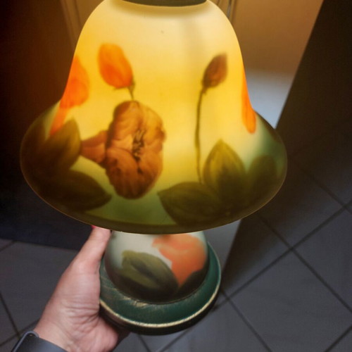Touch lamp made of opaline hand-painted, new