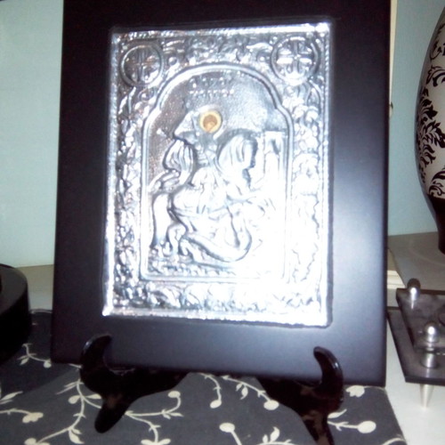 Silver icon of Saint George used, medium size