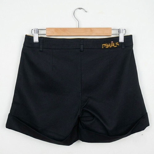Female Jeans Black Shorts with Gold Details and Turned-Up Cuffs Size M/40 Like New