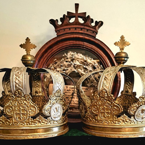Russian Wedding Crowns used, two bridal crowns from 19th century