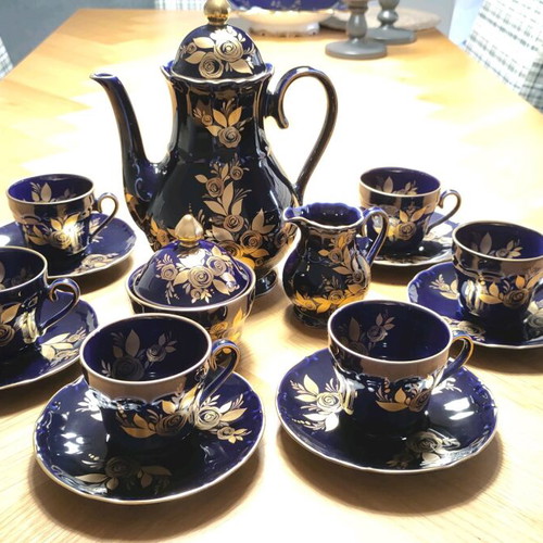 Vintage Cobalt Tea Set 22 Carat Bavaria Echt Cobalt, new