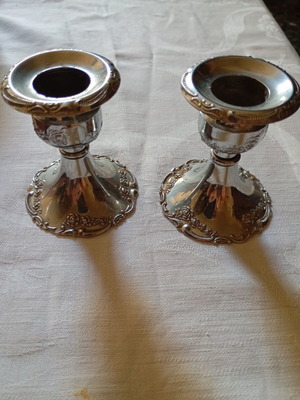 Silver plated candlesticks vintage, like new, set of 2, 7.5 cm