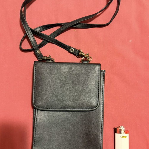 Vintage travel neck wallet organiser used, black