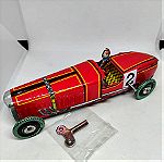  Τσιγκινο Παιχνιδι Αγωνιστικο Αυτοκινητο Vintage Εποχης Με Οδηγο Και Κουρδιστηρι