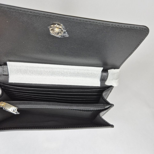 Furla Mini Pochette Bag new, black leather crossbody with gold chain