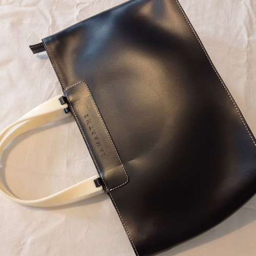 Lamarthe handbag used, black with ecru bone handle