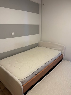 Half-Double Bed with Trundle, Two Mattresses and Suitable Sheets Like New