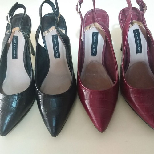 Leather slingback pumps size 38 like new, black and burgundy
