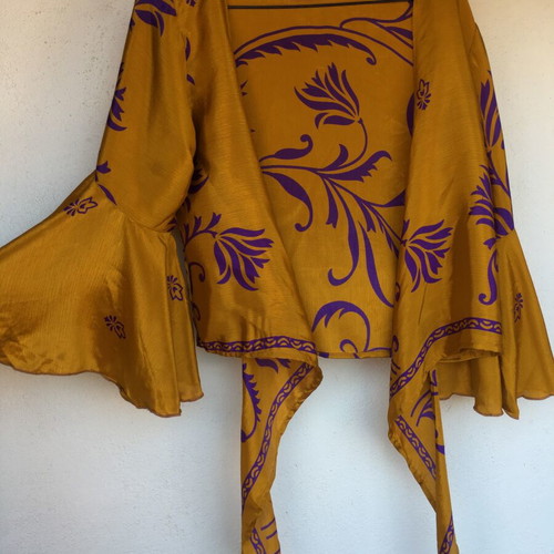 Venus Bell Sleeve Wrap Top like new, S/M, purple and orange