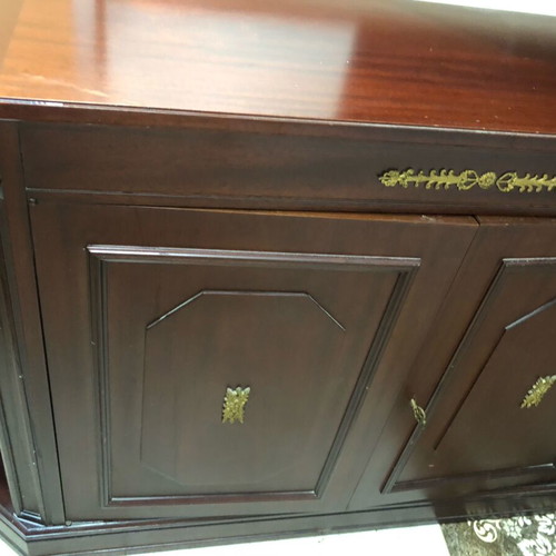 Solid walnut corner cabinet with brass details