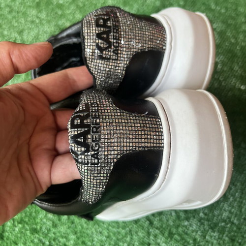 Karl Lagerfeld women's sneakers used, black leather, velcro, size 37