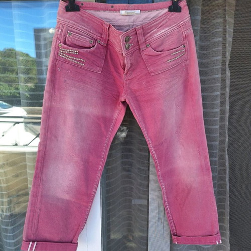 Fracomina pink capri jeans vintage pants used, size 46