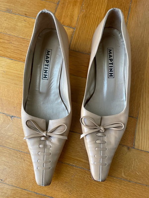 Leather shoes used, beige, size 37, vintage Greek production