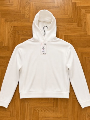 Zara white unisex hoodie sweatshirt, size L