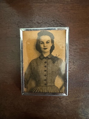 Vintage bag mirror used, metal 1930-40
