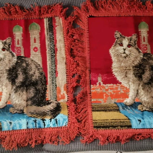 Vintage cushions set of 4 two designs velvet like new