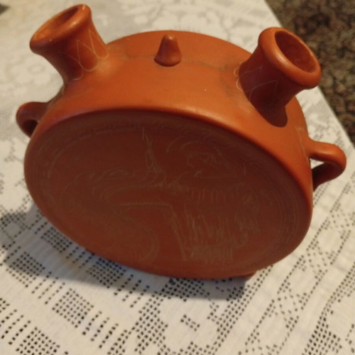 Decorative terracotta vessel vase refurbished