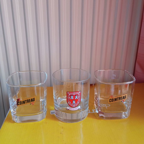 Promotional glasses new, set of 3 with Cointreau and Chivas