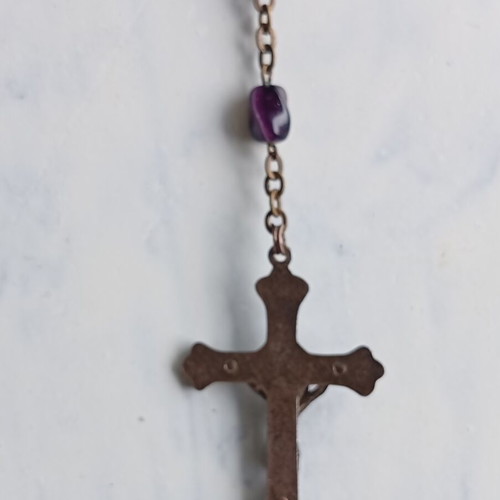 Christian Rosaries with Amethyst Stones used, set of two