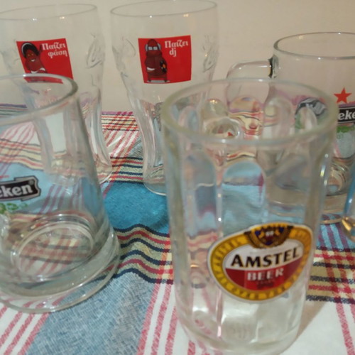 Beer glasses used, set of 5 pieces