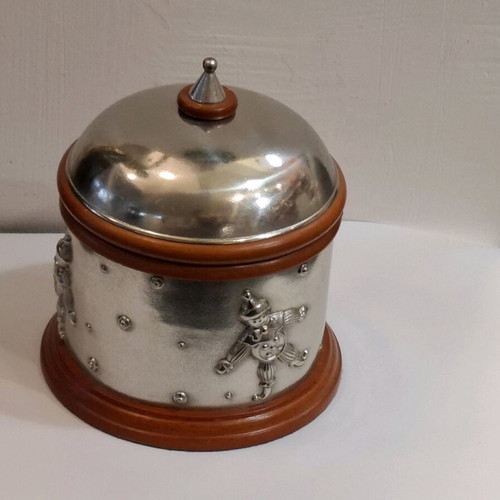 Chopard Royal Selangor Pewter & Wood Happy Clown Storage Box like new