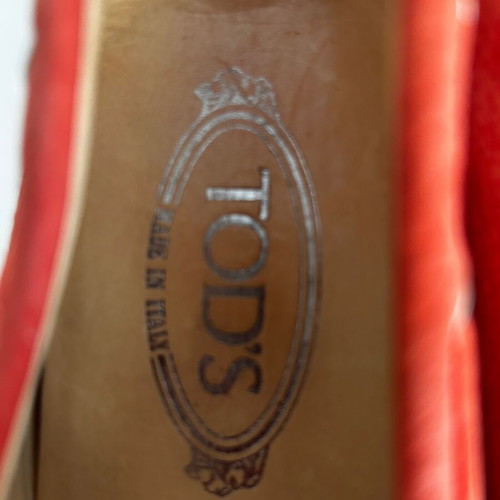 Tod's suede loafers used, driving shoes, size 38, red orange