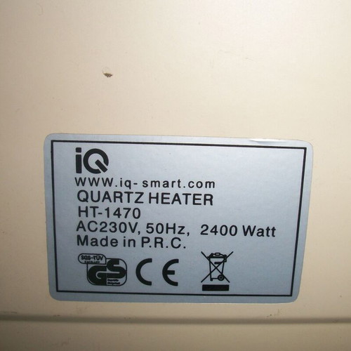IQ HT-1470 Quartz Heater like new, 2400W