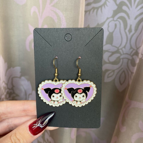 Kuromi Heart earrings new, gold tone