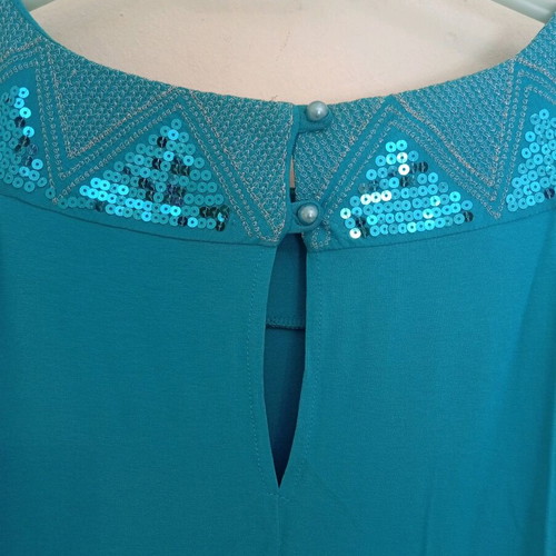 Summer dress women's like new, turquoise with sequins