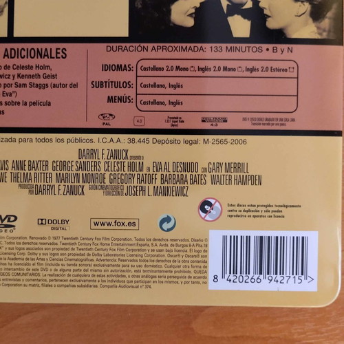 All About EVE - Eva al desnudo DVD used, special edition
